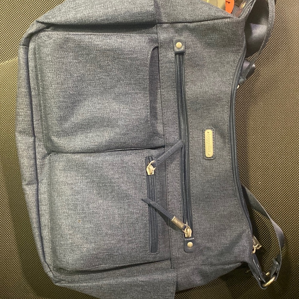 BAGGALLINI Anywhere Large Hobo Tote With RFID Phone Wristlet BLUE